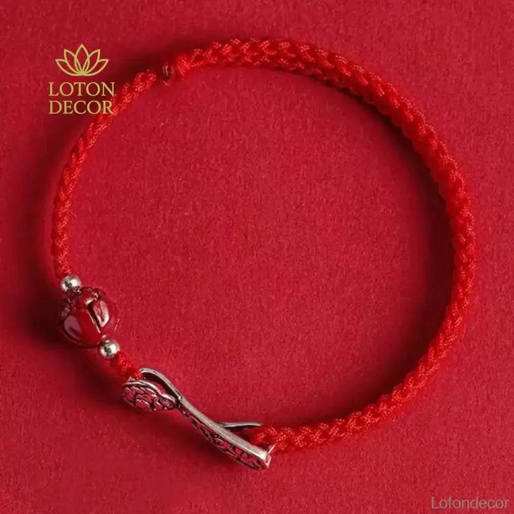 Red String Ruyi Anklet – Cinnabar Feng Shui Lucky Bracelet Unisex - Loton Decor