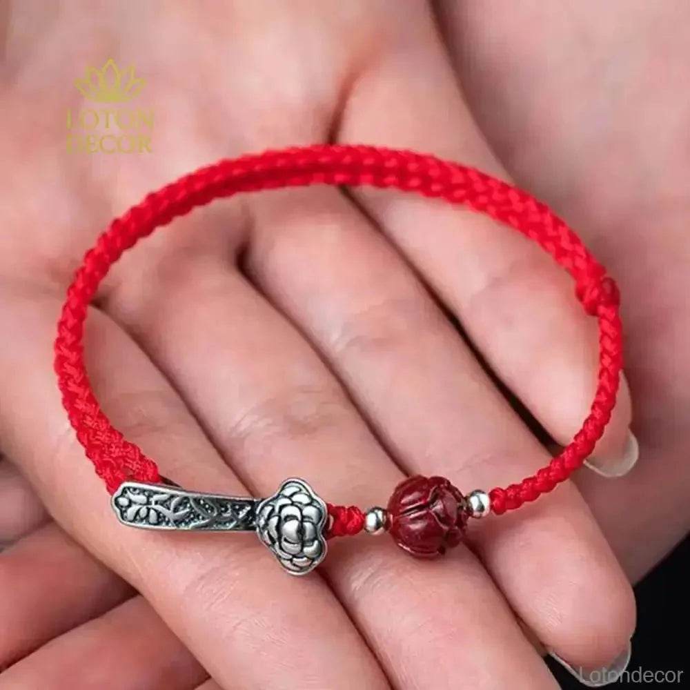 Red String Ruyi Anklet – Cinnabar Feng Shui Lucky Bracelet Unisex - Loton Decor