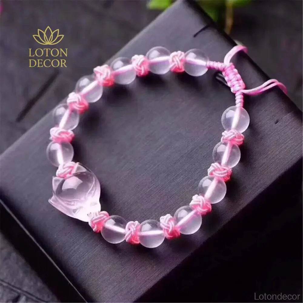 Rose Quartz Fox Bracelet – Love & Money Talisman - Loton Decor