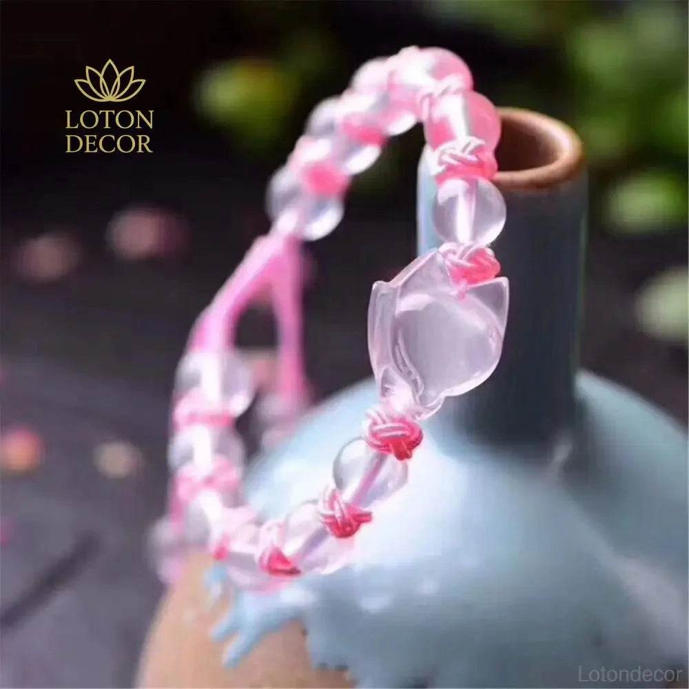 Rose Quartz Fox Bracelet – Love & Money Talisman - Loton Decor