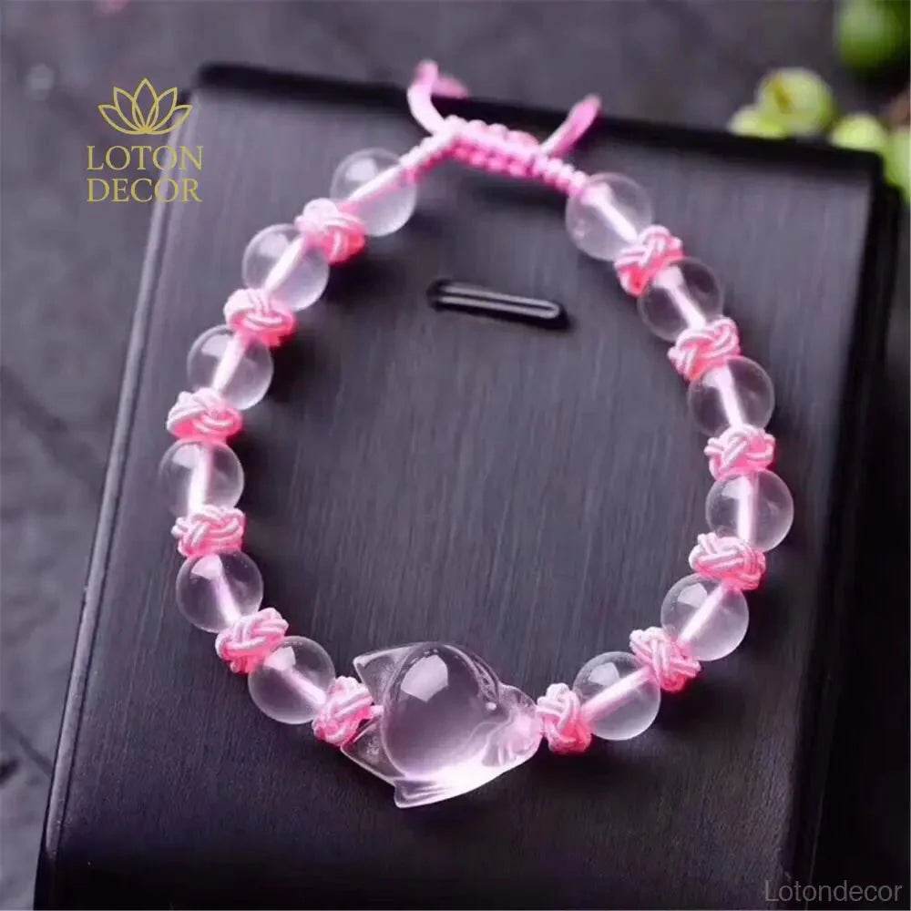 Rose Quartz Fox Bracelet – Love & Money Talisman - Loton Decor