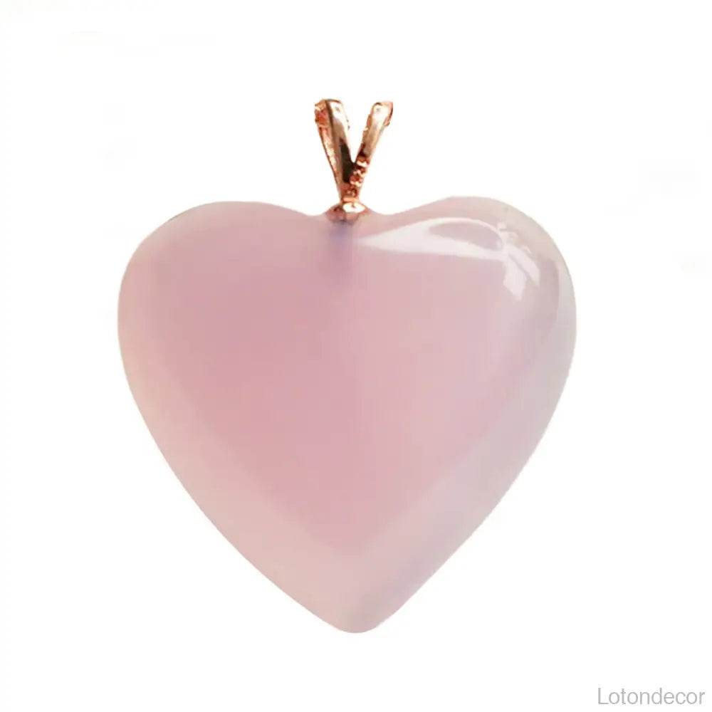 Rose Quartz Necklace Pink Heart Shape Crystal Necklace Love Amulet S925 Pure Silver Parts - Loton Decor