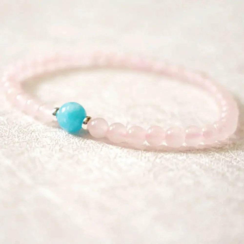 Rose Quartz & Tianhe Stone Bracelet – Wealth Luck Amulet - Loton Decor