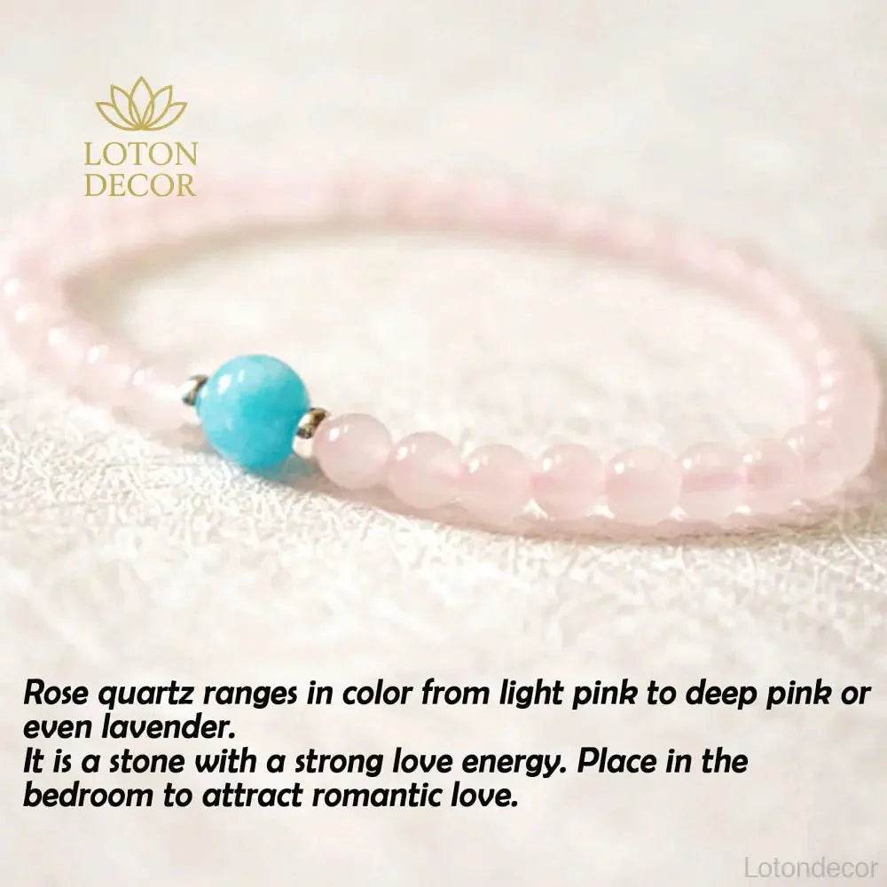 Rose Quartz & Tianhe Stone Bracelet – Wealth Luck Amulet - Loton Decor