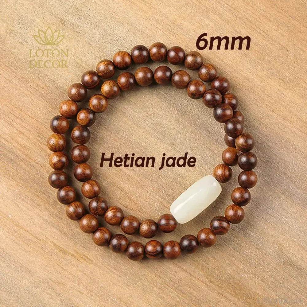 Rosewood Jade Prayer Bracelet – Money Luck Amulet - Loton Decor