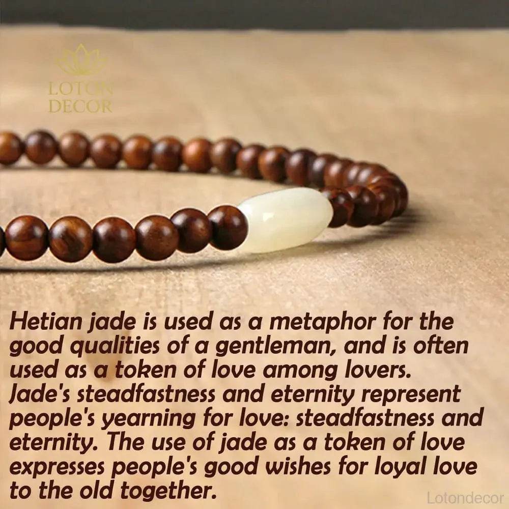 Rosewood Jade Prayer Bracelet – Money Luck Amulet - Loton Decor
