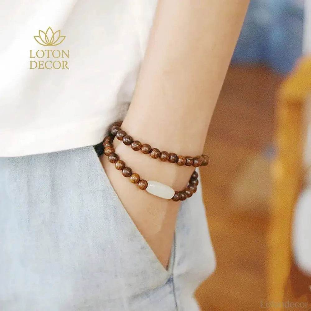 Rosewood Jade Prayer Bracelet – Money Luck Amulet - Loton Decor