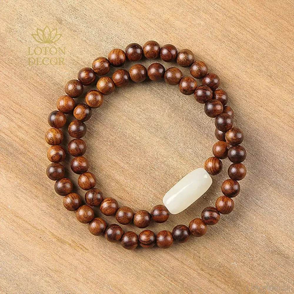 Rosewood Jade Prayer Bracelet – Money Luck Amulet - Loton Decor