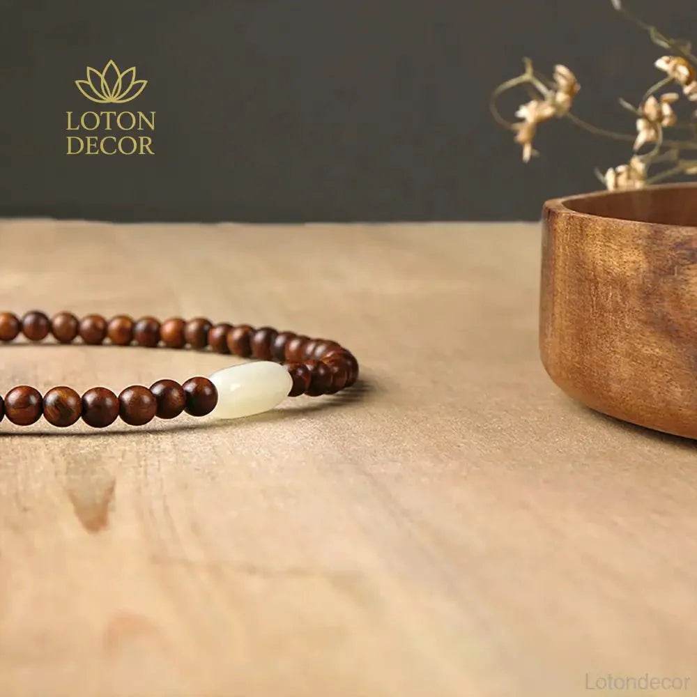 Rosewood Jade Prayer Bracelet – Money Luck Amulet - Loton Decor