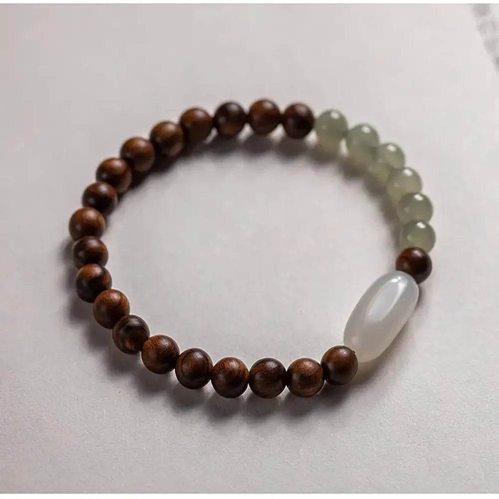 Sandalwood Hetian Jade Bracelet – Feng Shui Wealth Luck - Loton Decor
