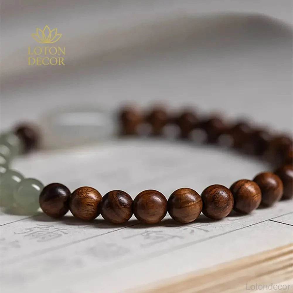 Sandalwood Hetian Jade Bracelet – Feng Shui Wealth Luck - Loton Decor