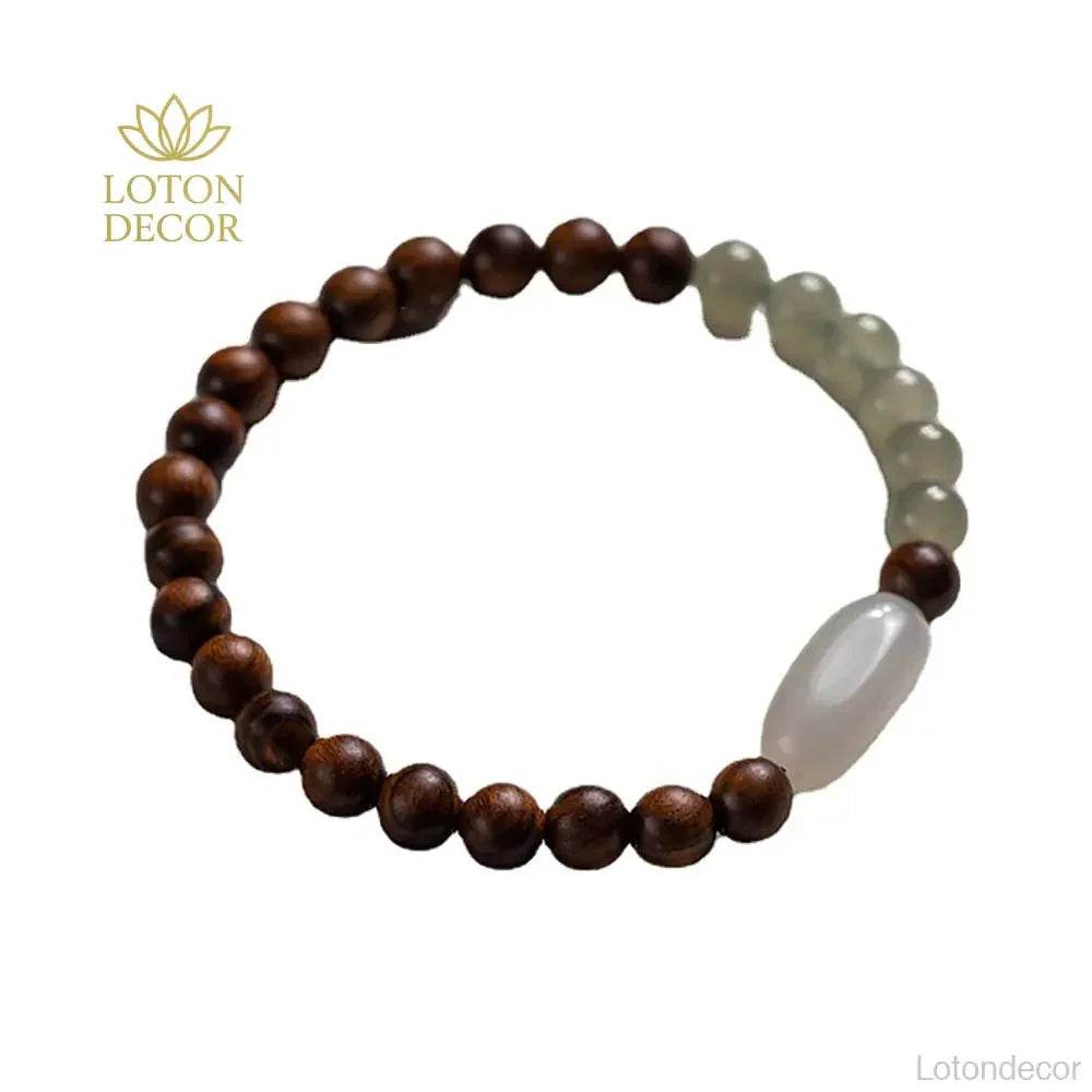 Sandalwood Hetian Jade Bracelet – Feng Shui Wealth Luck - Loton Decor
