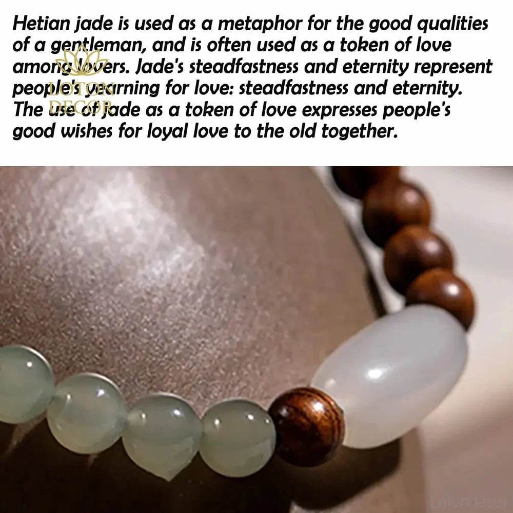 Sandalwood Hetian Jade Bracelet – Feng Shui Wealth Luck - Loton Decor