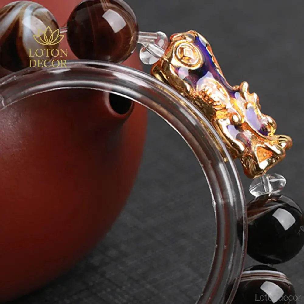 Sardonyx Agate Pixiu Bracelet – Wealth Transfer Amulet - Loton Decor