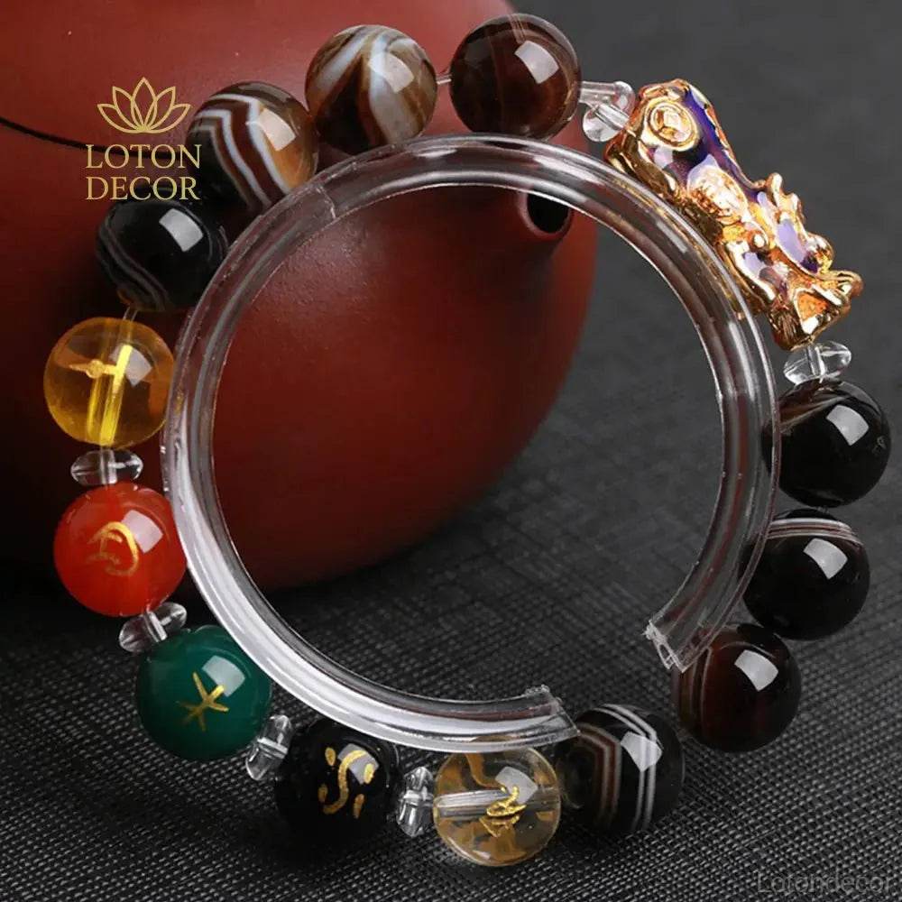 Sardonyx Agate Pixiu Bracelet – Wealth Transfer Amulet - Loton Decor
