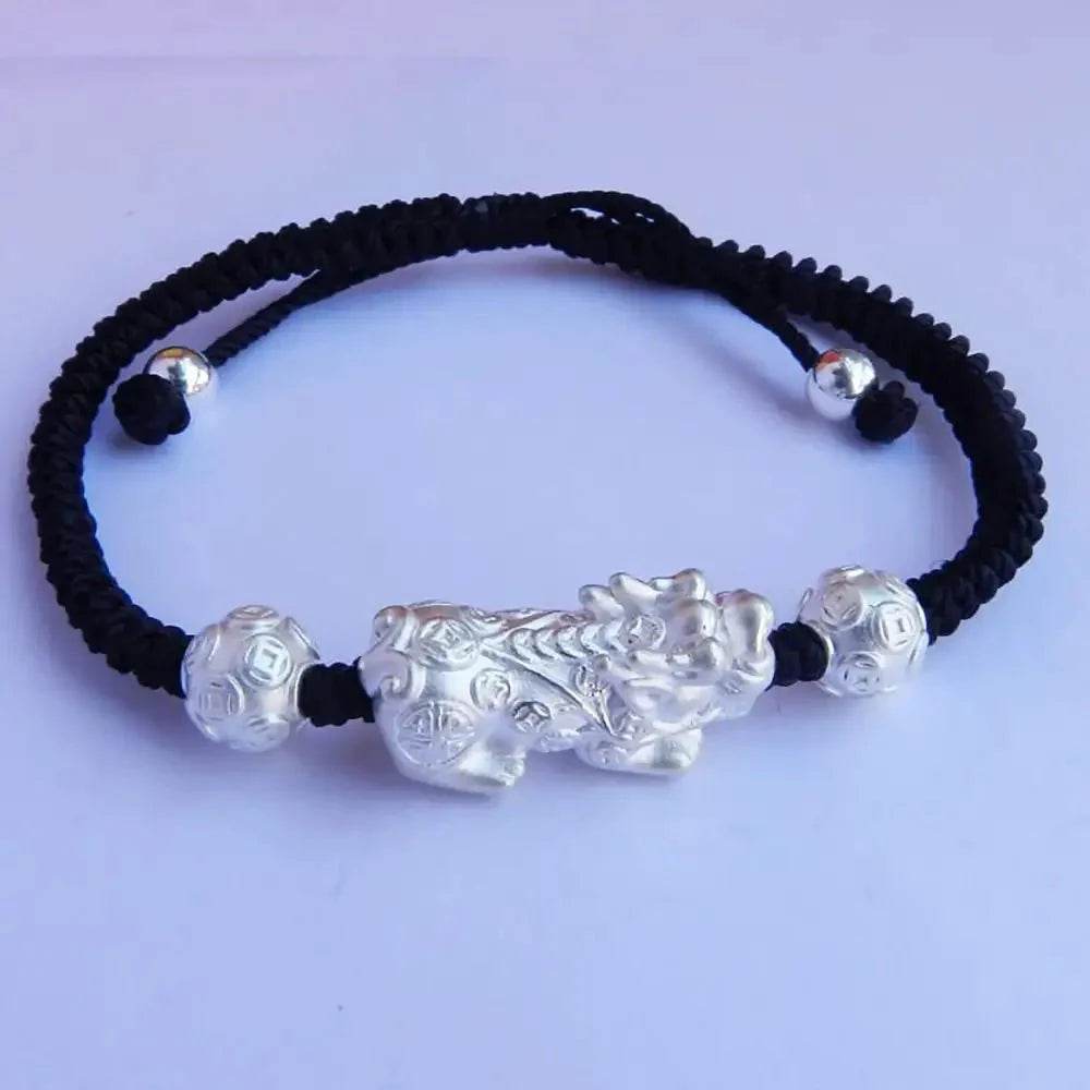 Silver Pixiu Bracelet – Wealth Amulet Talisman 16cm - Loton Decor