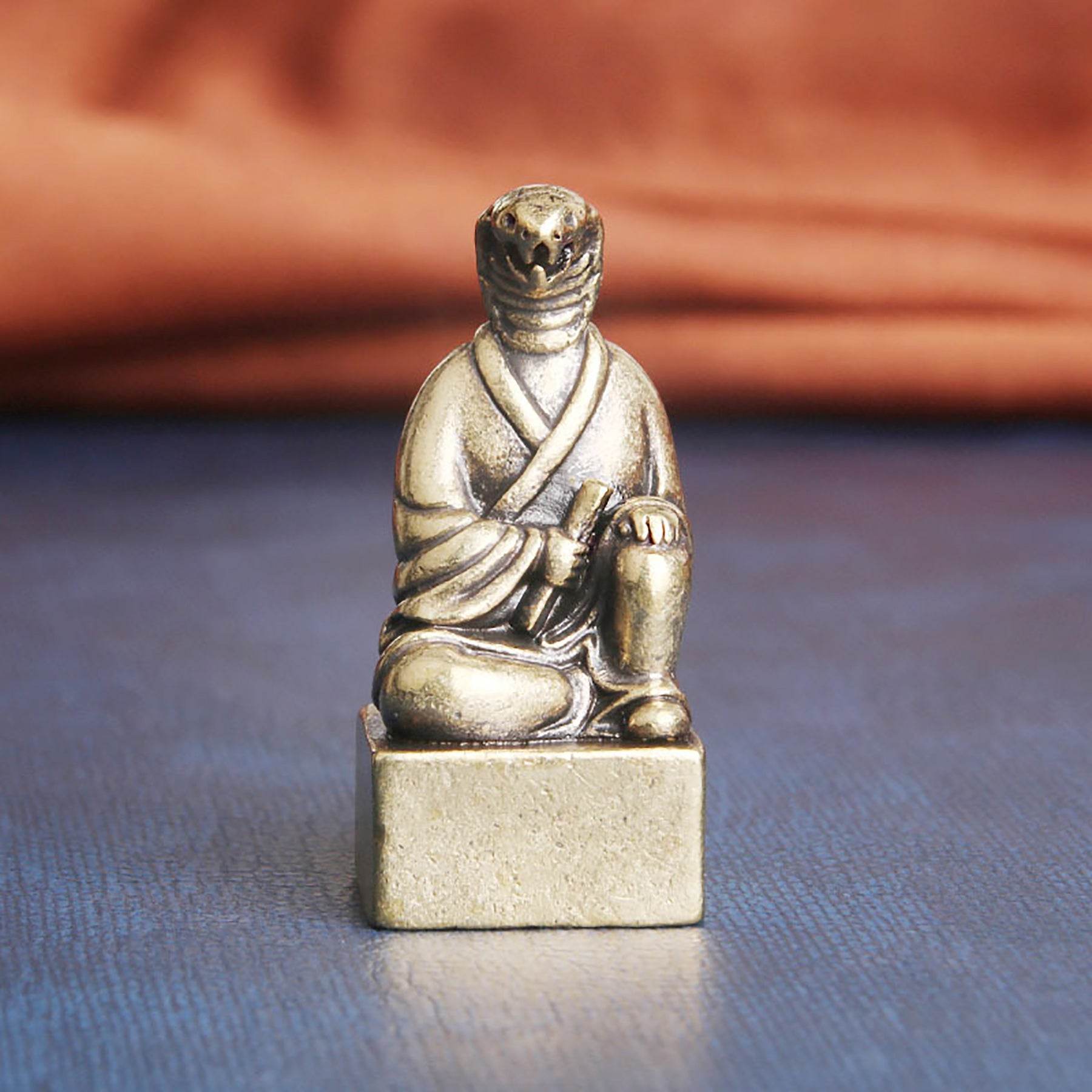 Brass 12 Zodiac Animals Signet Spiritual Animal Figurine Stamps Feng Shui Wealth Longevity Amulet - Loton Decor