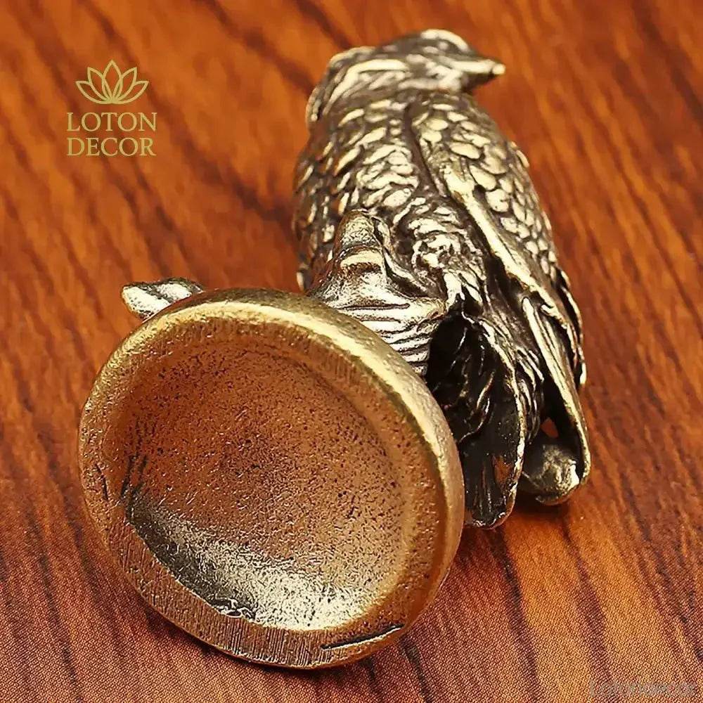Solid Brass Eagle Statue Bird of Prey Elegant Hawk Animal Figurine Metal Art for Success Positivity Wealth - Loton Decor