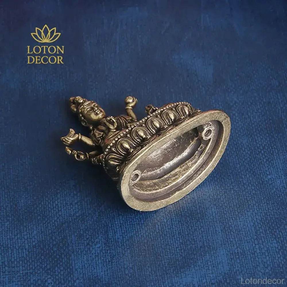 Solid Brass Kwan Yin Statue Feng Shui Metal Art A Thousand Arms Guan Yin Holding Instruments Buddha Statue Longevity Prosperity - Loton Decor