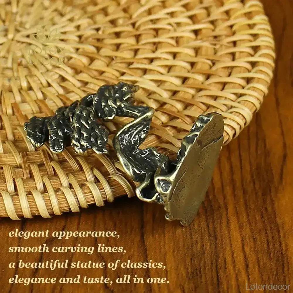 Solid Brass Pine Statue Guest Greeting Pine Tree Zen Garden Metal Art Feng Shui Wealth Statue Amulet Prosperity Luck Money - Loton Decor
