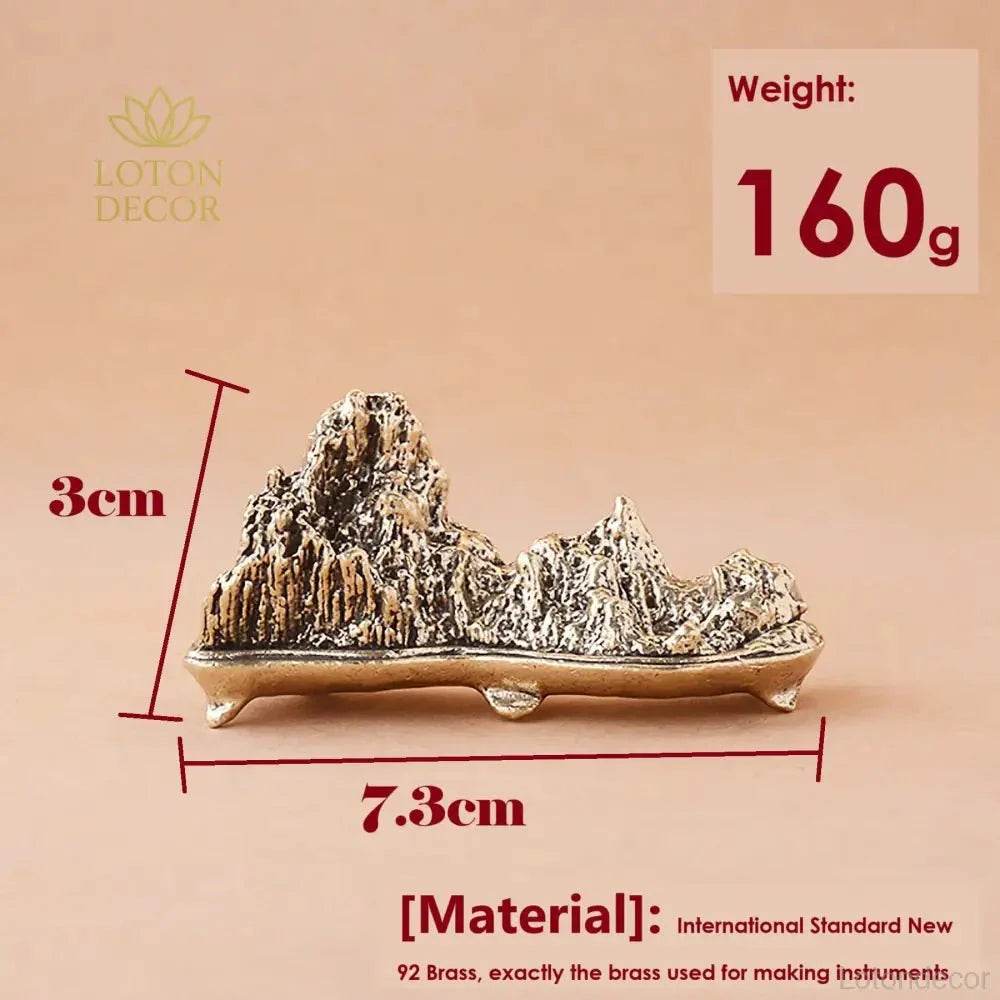 Solid Brass Rock Garden Statue Taihu Lake Rock Bonsai Zen Garden Metal Art Amulet for Prosperity Wealth Tranquility - Loton Decor