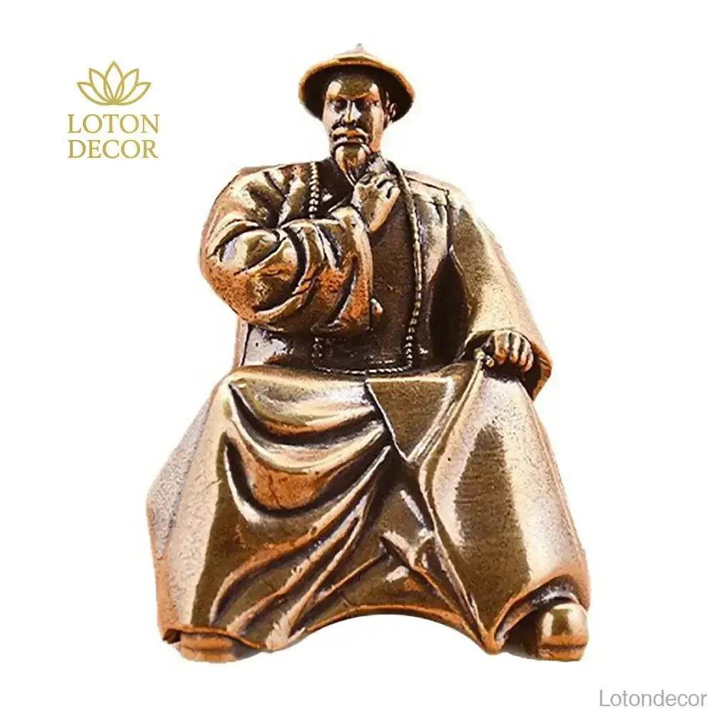 Solid Brass Statue Chinese National Hero Lin Zexu Feng Shui Amulet Historical Figurine Bookshelf Decor - Loton Decor