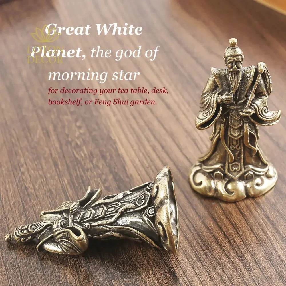 Solid Brass Statue Great White Golden Star Taoism Immortal Garden Metal Art Feng Shui Wealth Statue Amulet Prosperity Luck Money - Loton Decor