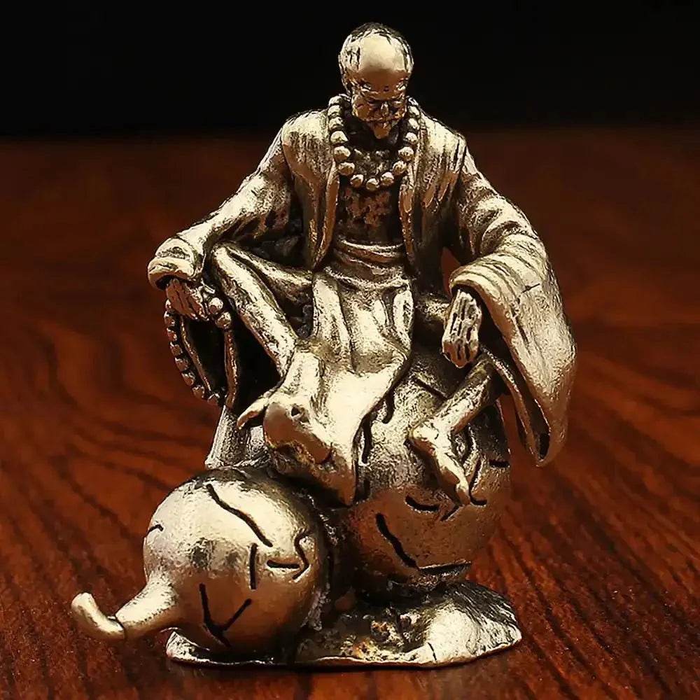 Solid Brass Statue Monk Sha Wujing The Sand Priest Zen Garden Metal Art Feng Shui Wealth Statue A Journey to the West - Loton Decor