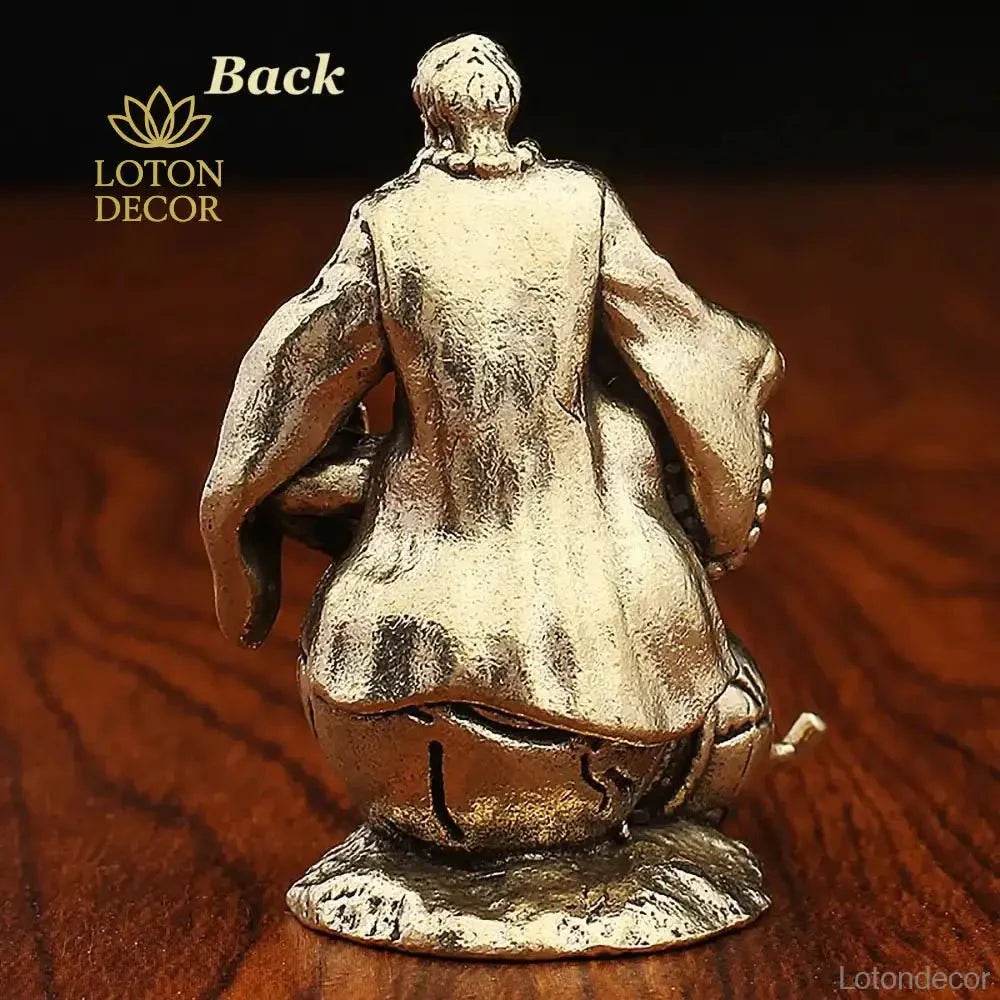 Solid Brass Statue Monk Sha Wujing The Sand Priest Zen Garden Metal Art Feng Shui Wealth Statue A Journey to the West - Loton Decor