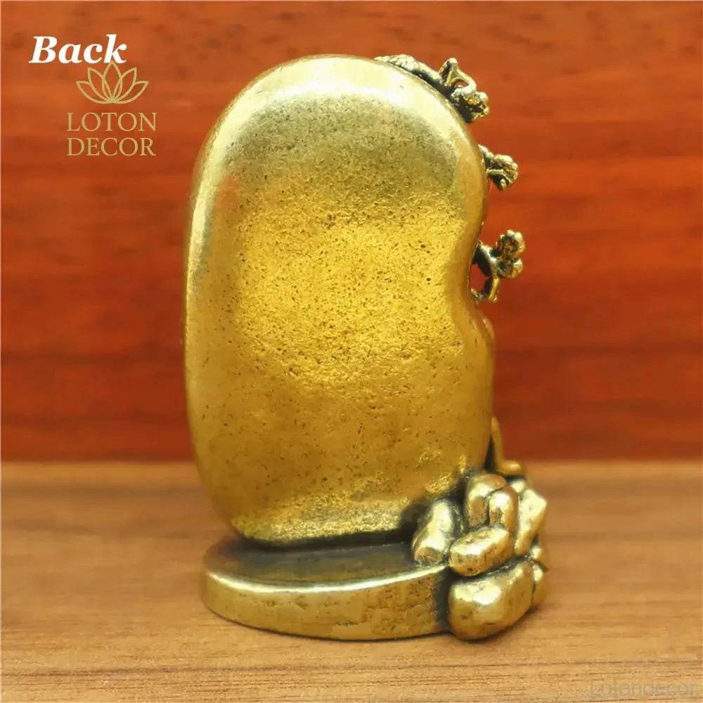 Solid Brass Thai Buddha Statue Monk and Pipal Monk Meditation Sculpture Golden Feng Shui Amulet for Tranquility - Loton Decor