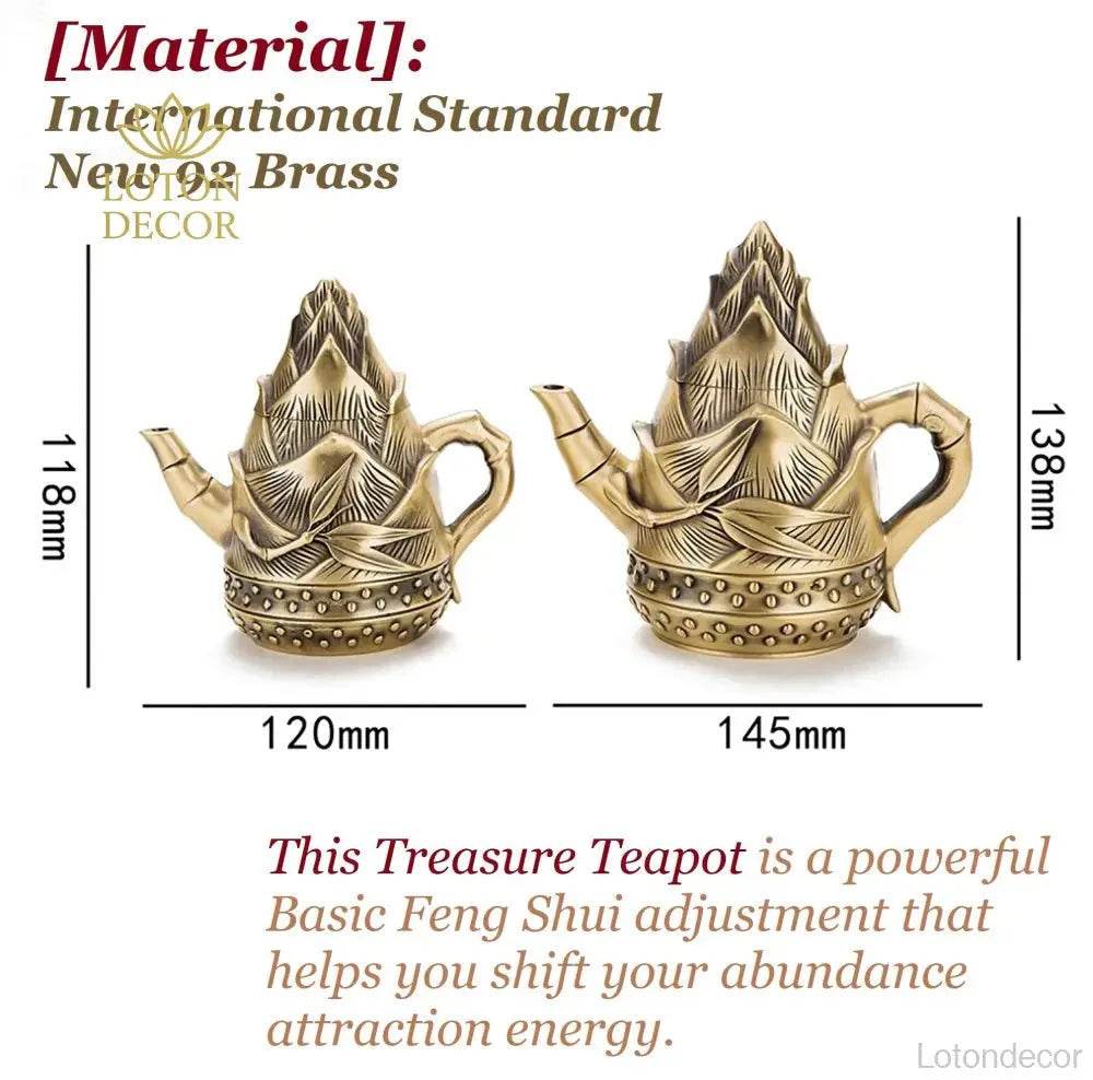 Solid Pure Brass Bamboo Shoot Teapot Antique Luxurious Bamboo Sprout Tea Pot Wealth Attraction Tea Accesory - Loton Decor