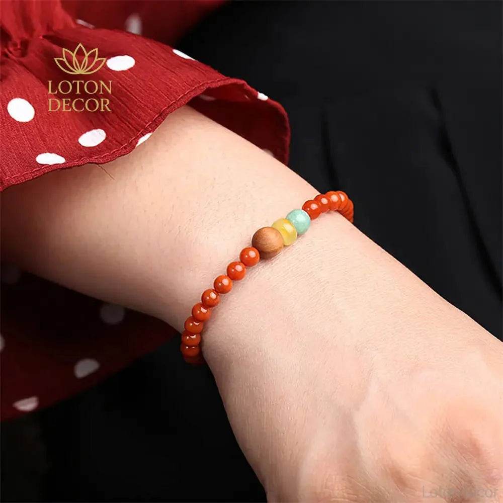 Southern Red Agate Feng Shui Bracelet – Wealth Talisman - Loton Decor