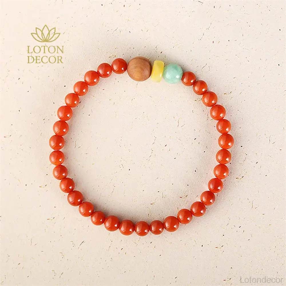 Southern Red Agate Feng Shui Bracelet – Wealth Talisman - Loton Decor