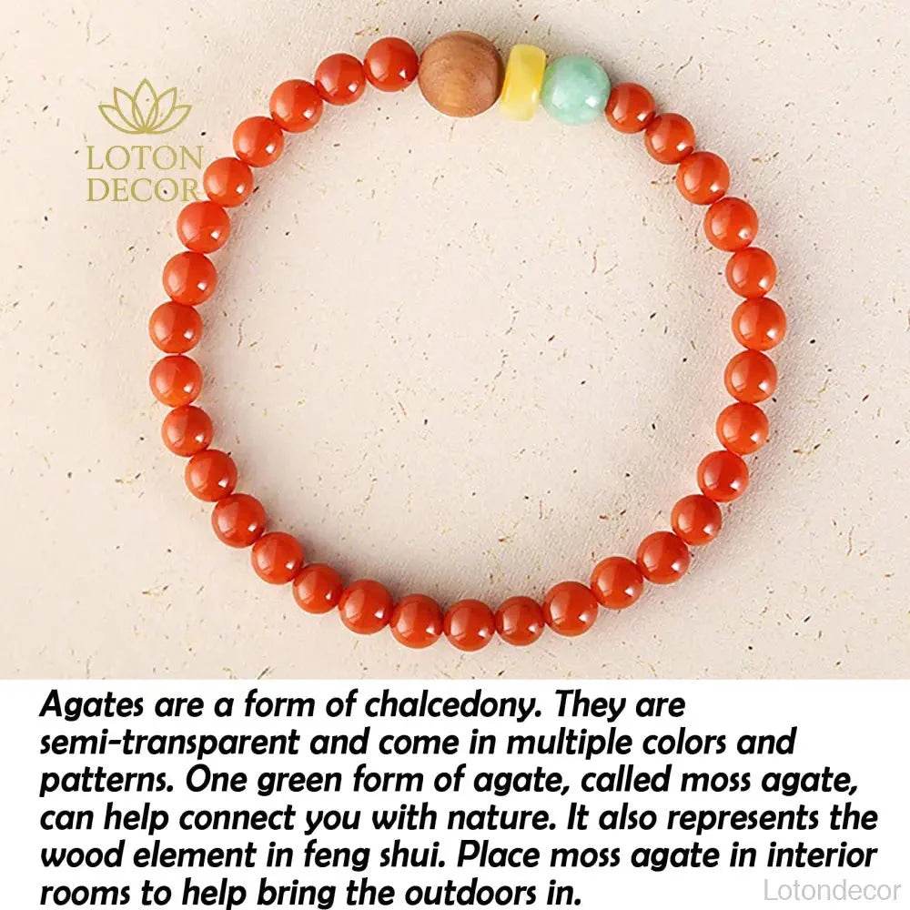 Southern Red Agate Feng Shui Bracelet – Wealth Talisman - Loton Decor