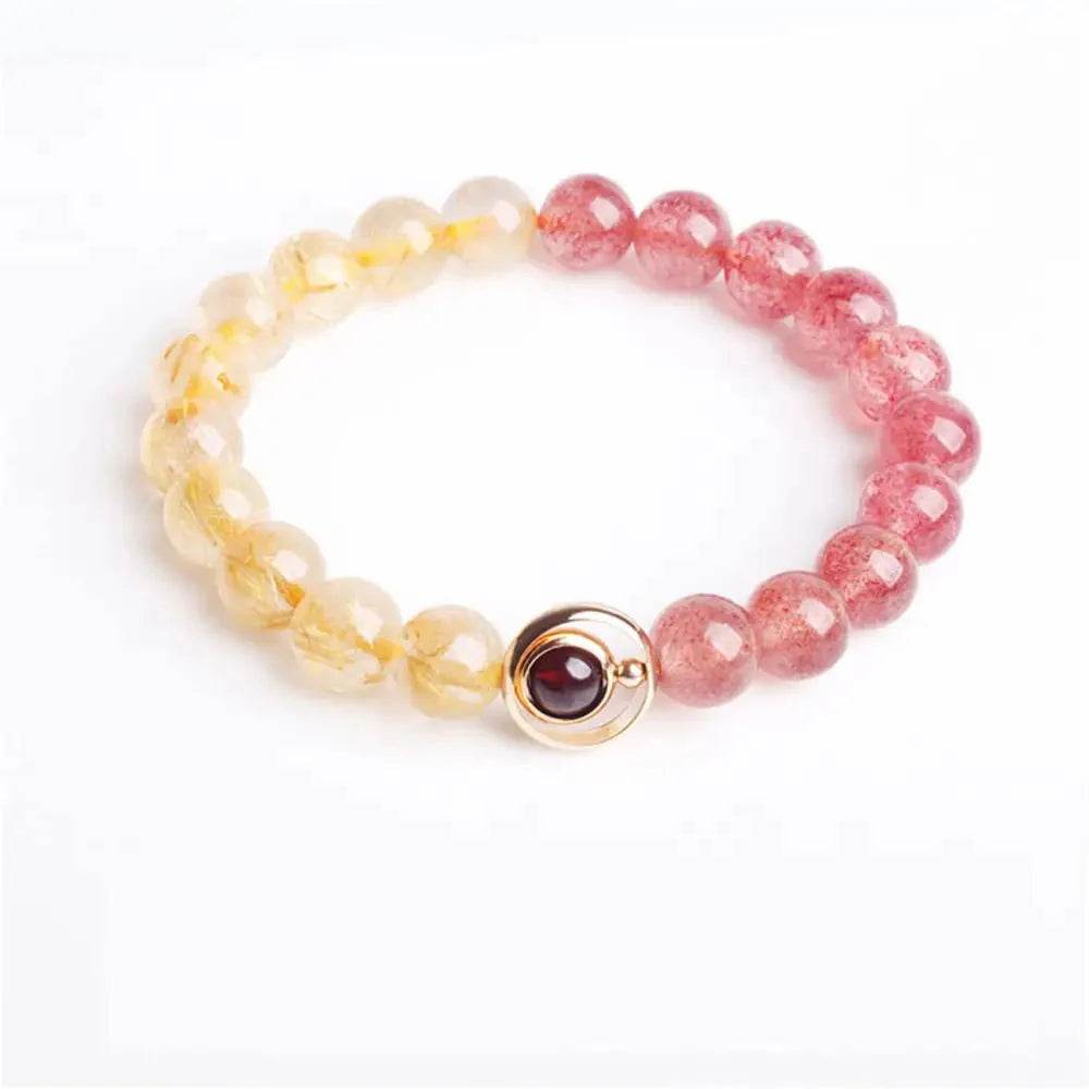 Strawberry Amethyst Bracelet – Wealth & Love Crystal Charm - Loton Decor