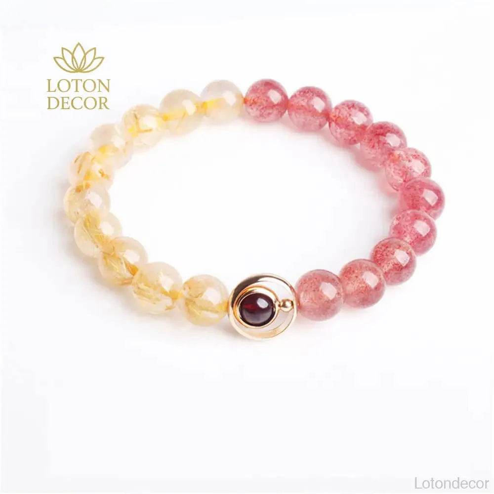 Strawberry Amethyst Bracelet – Wealth & Love Crystal Charm - Loton Decor