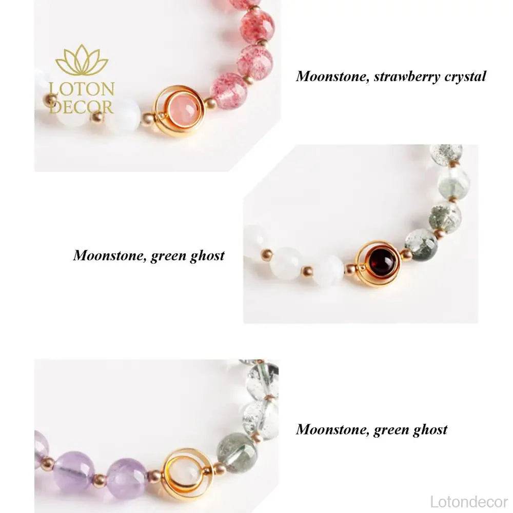 Strawberry Amethyst Bracelet – Wealth & Love Crystal Charm - Loton Decor