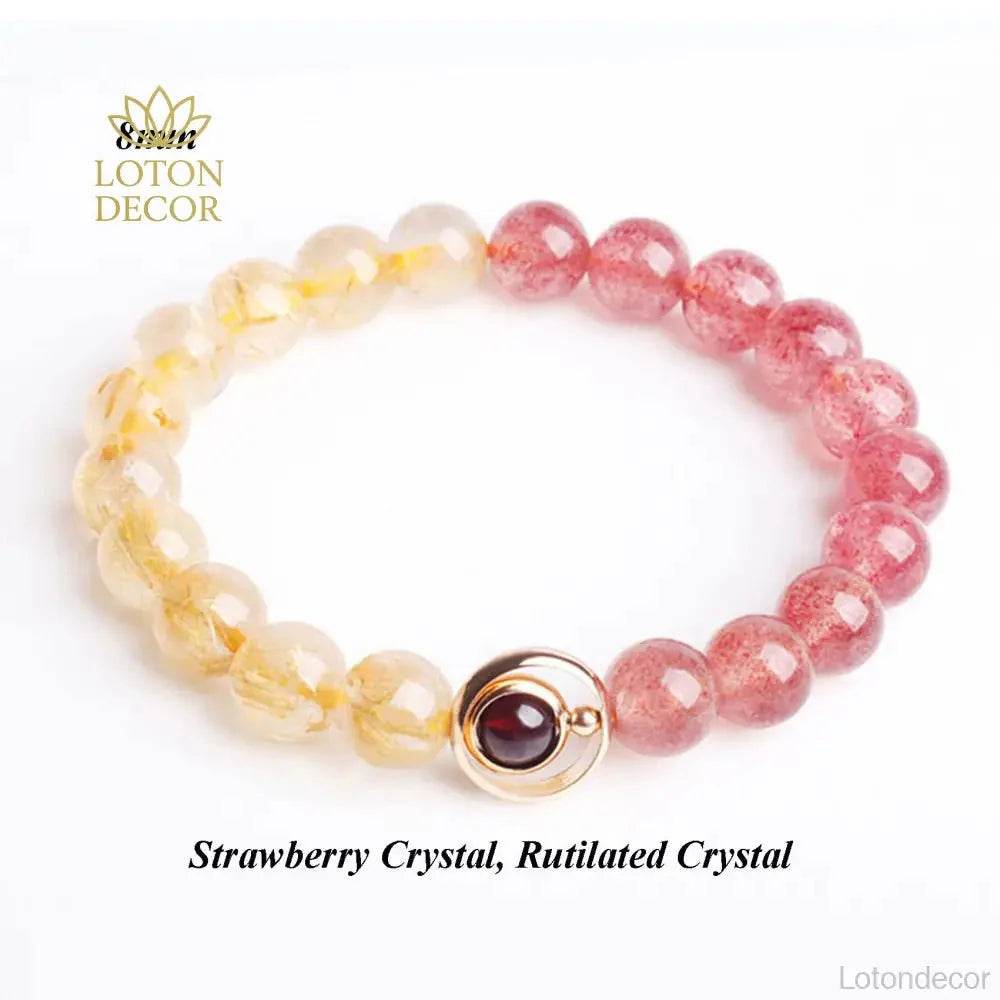 Strawberry Amethyst Bracelet – Wealth & Love Crystal Charm - Loton Decor
