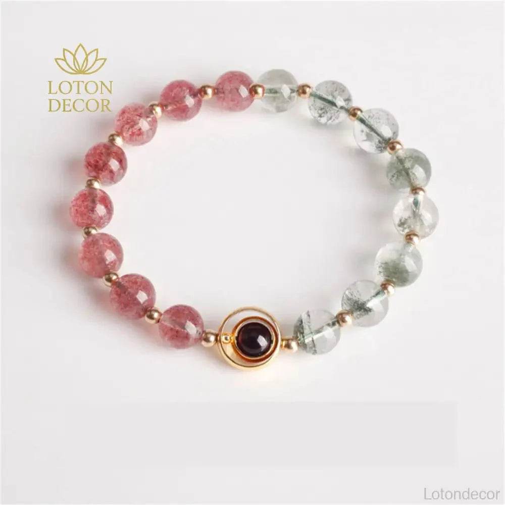 Strawberry Amethyst Bracelet – Wealth & Love Crystal Charm - Loton Decor