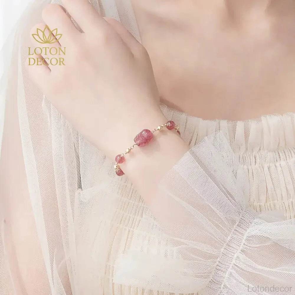 Strawberry Crystal Bracelet – Wealth Reiki Amulet - Loton Decor