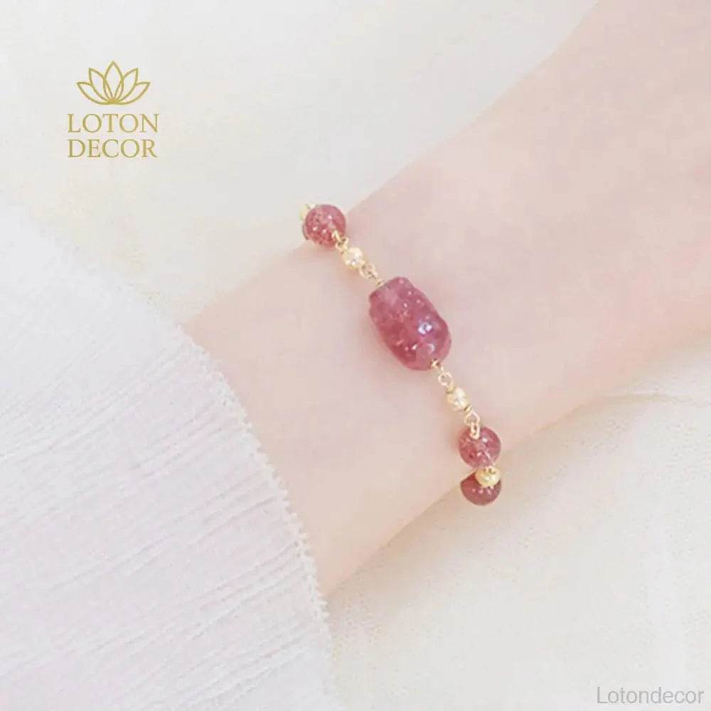 Strawberry Crystal Bracelet – Wealth Reiki Amulet - Loton Decor