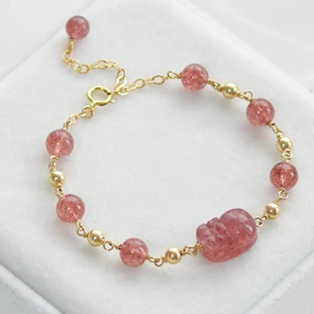 Strawberry Crystal Bracelet – Wealth Reiki Amulet - Loton Decor