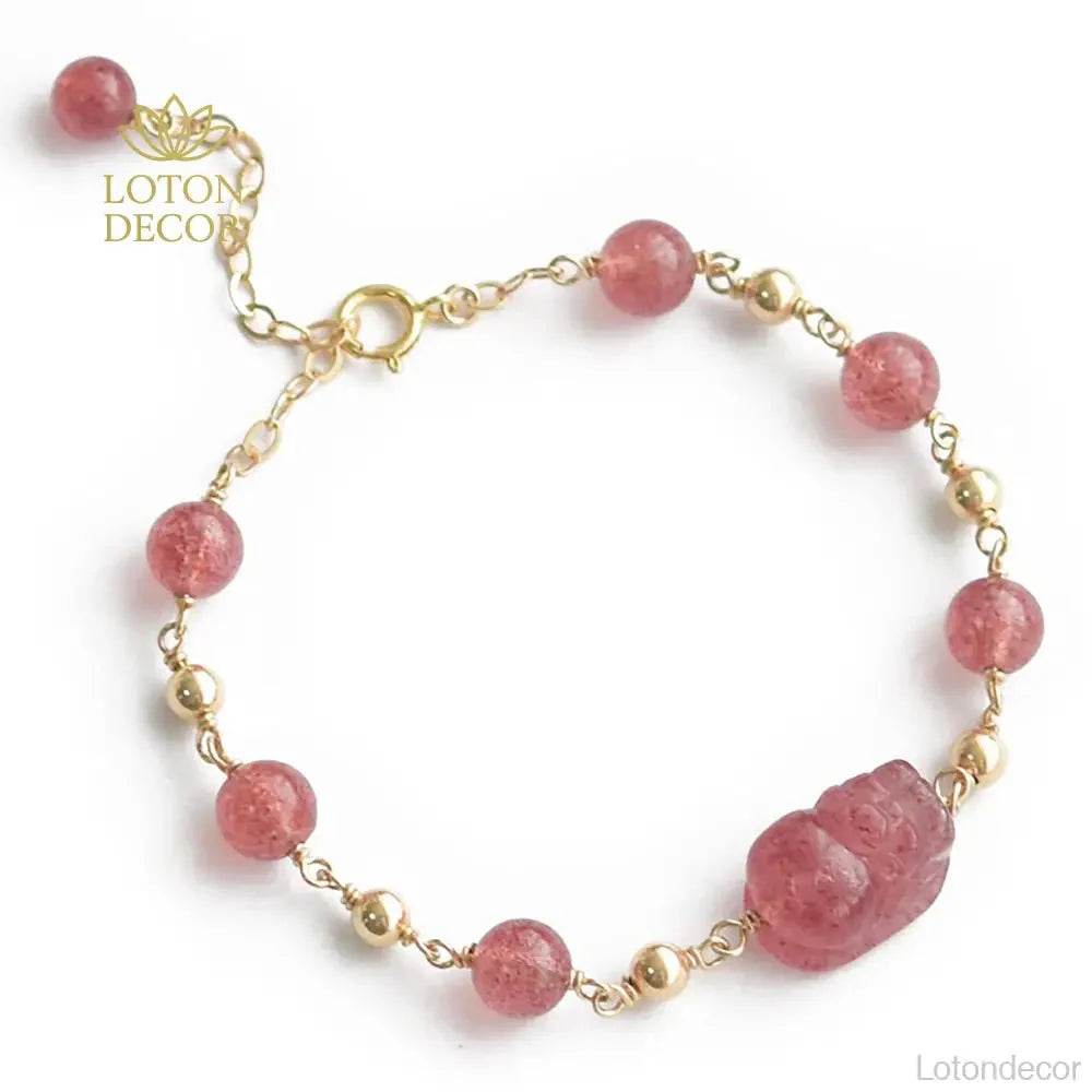 Strawberry Crystal Bracelet – Wealth Reiki Amulet - Loton Decor