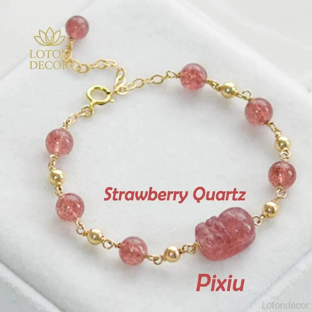 Strawberry Crystal Bracelet – Wealth Reiki Amulet - Loton Decor