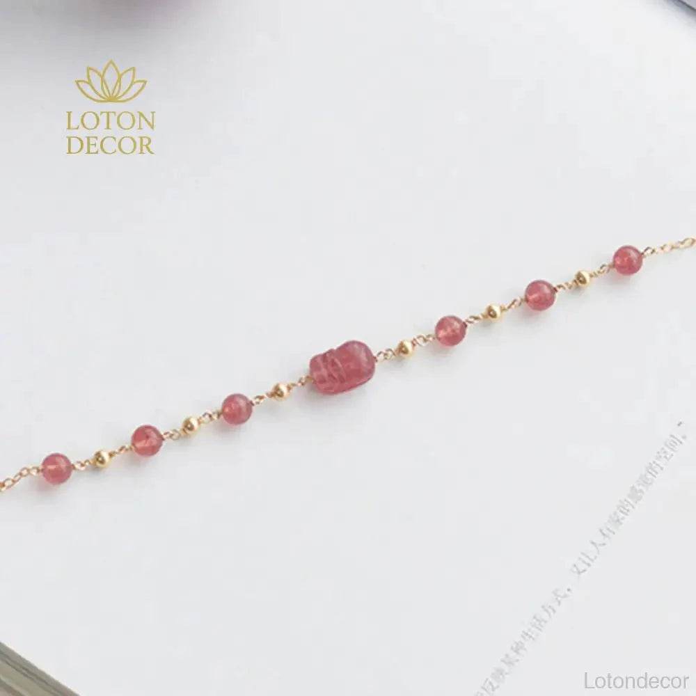 Strawberry Crystal Bracelet – Wealth Reiki Amulet - Loton Decor