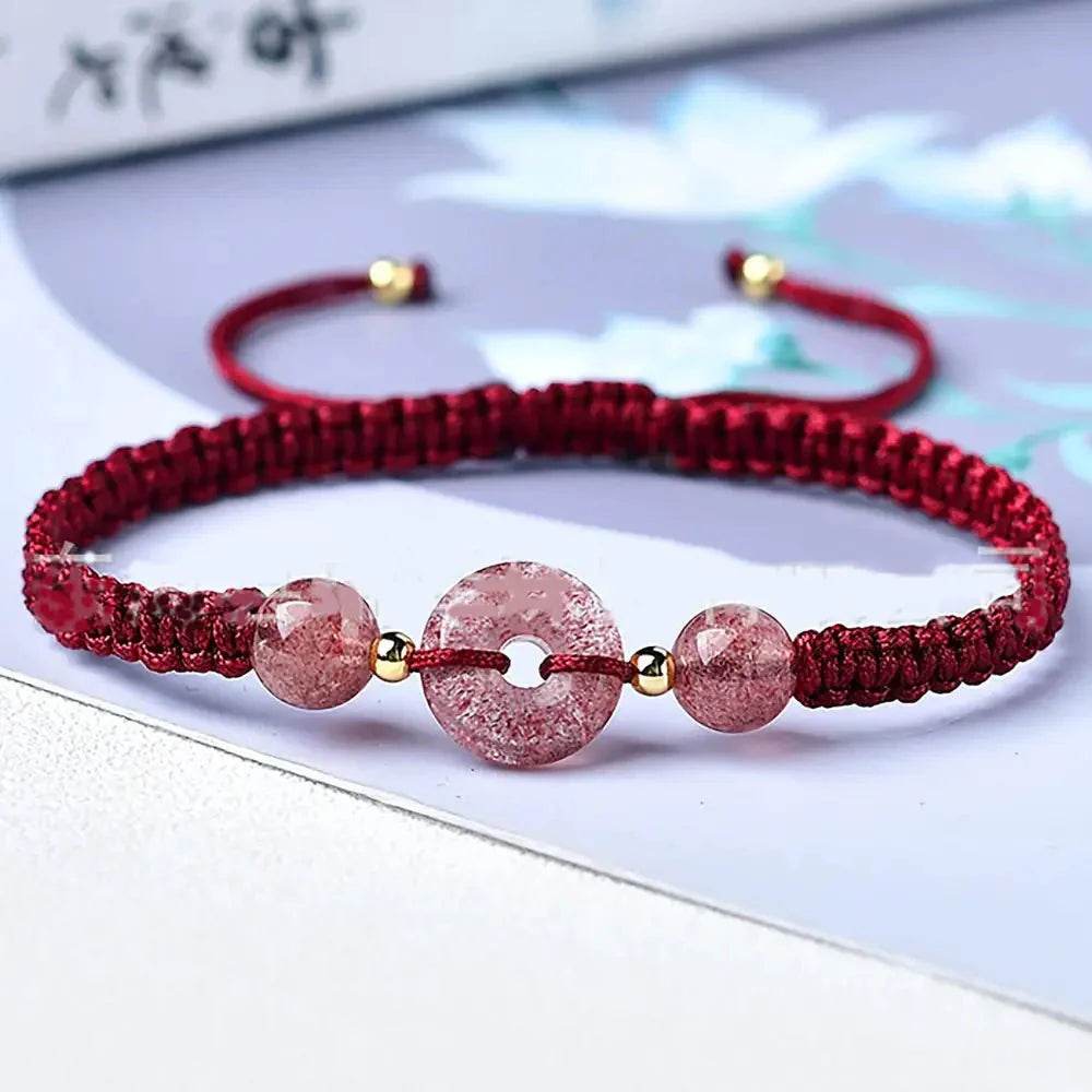 Strawberry Crystal Pixiu Bracelet – Money & Luck Amulet - Loton Decor