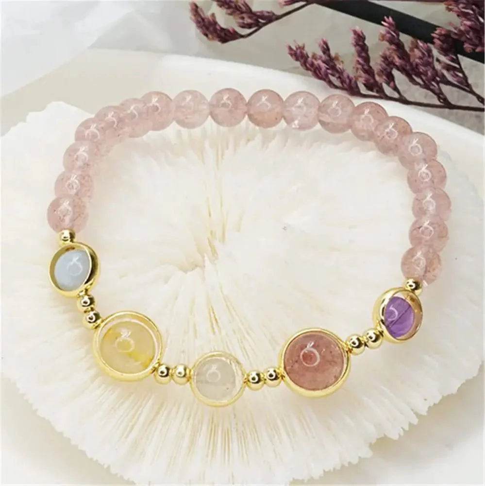 Strawberry Quartz Bracelet – Wealth & Love Crystal Charm - Loton Decor