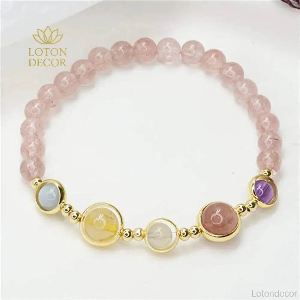 Strawberry Quartz Bracelet – Wealth & Love Crystal Charm - Loton Decor