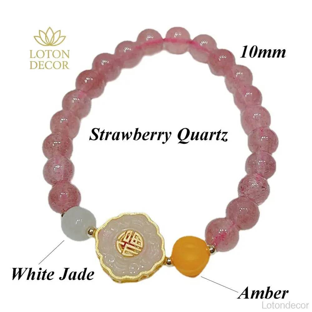 Strawberry Quartz Bracelet – Wealth & Love Reiki Amulet - Loton Decor