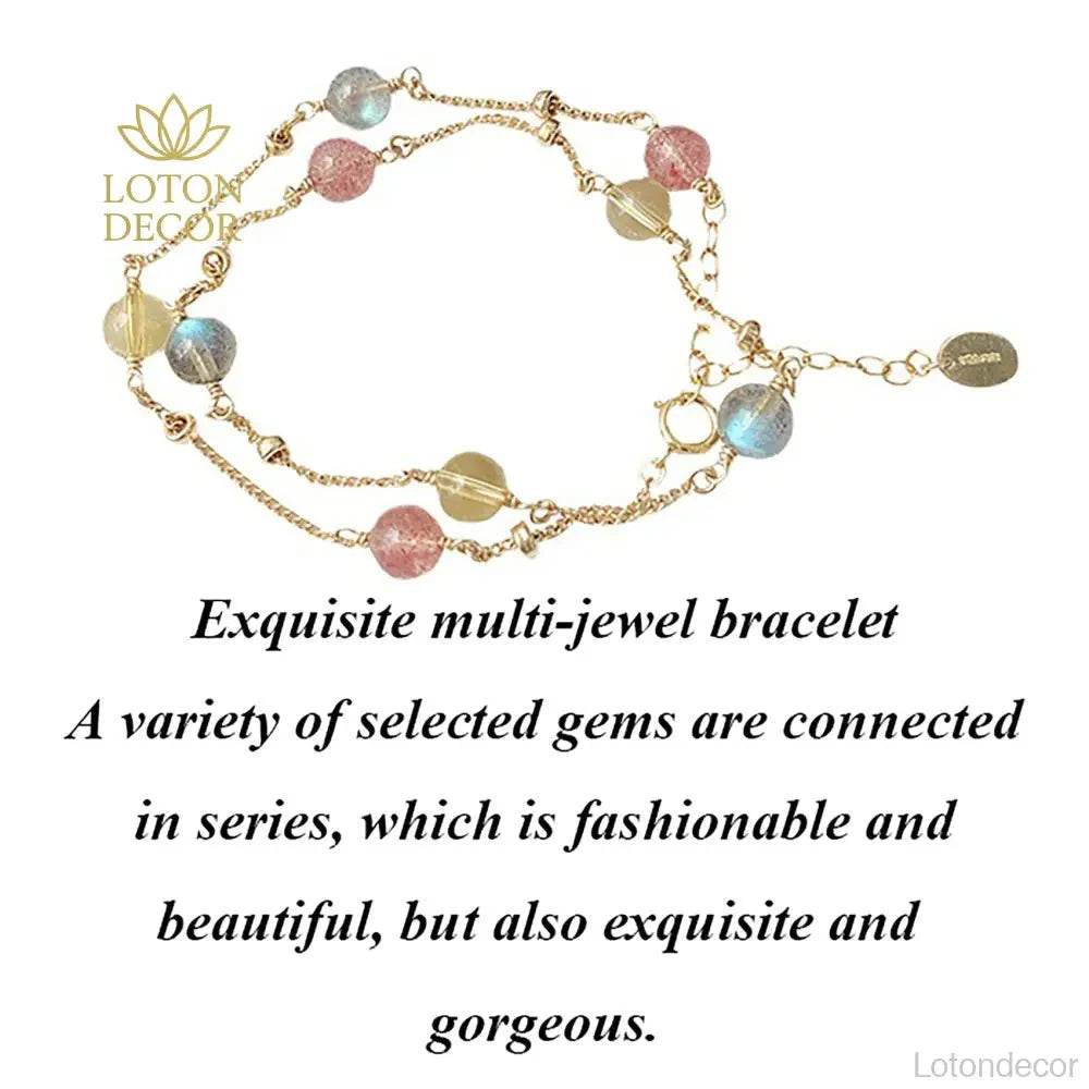 Strawberry Quartz & Moonstone Bracelet – Wealth & Luck - Loton Decor